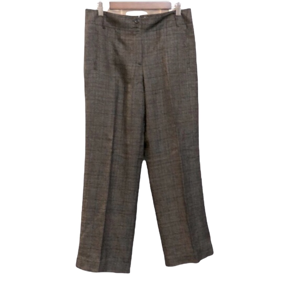 TALBOTS COLLECTION WOOL BLEND TROUSERS BLACK WHITE PLAID SIZE 10 NEW WITH TAGS